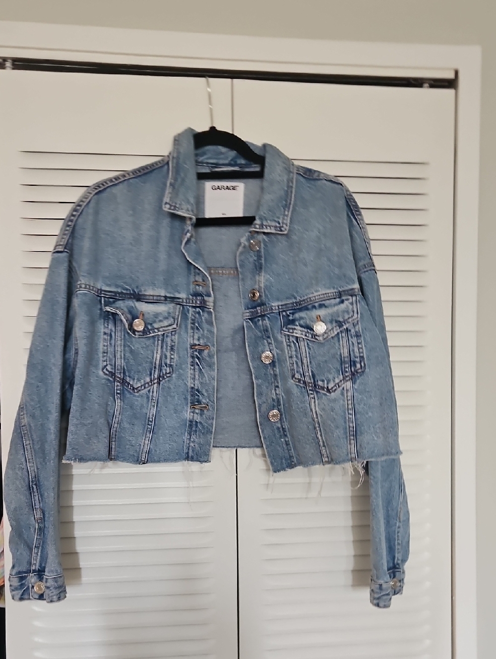 Garage Light Blue Cropped Denim Jacket
